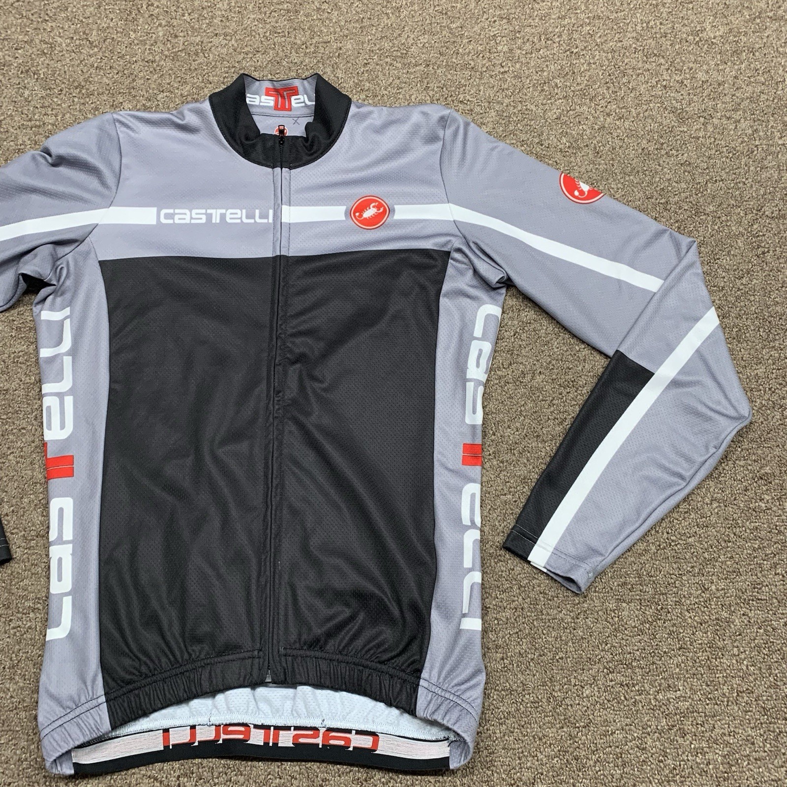 Castelli Men’s Cycling Jacket Jersey Size Large Full Zip Pockets Bicycle Stretch