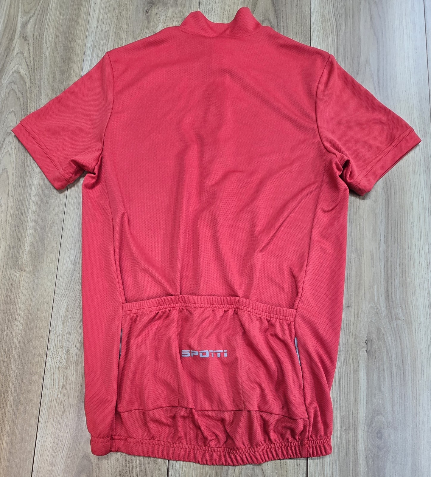 SPOTTI Cycling Jersey Mens Sz Small, Logo, Quarter Zip, Non-Skid Waist, Red