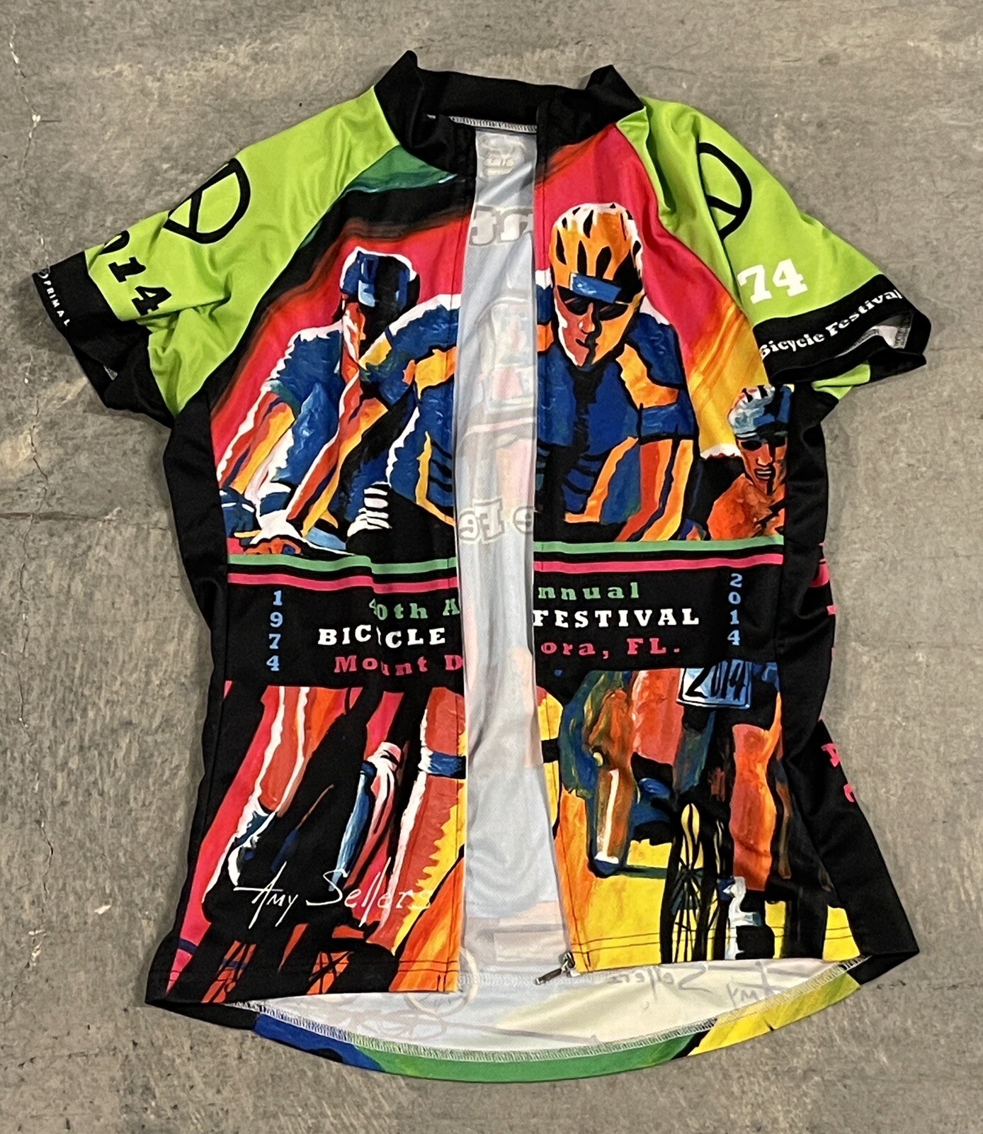 Women’s Primal Road Bike Festival Florida Amy Sellers Art Cycling Jersey Large
