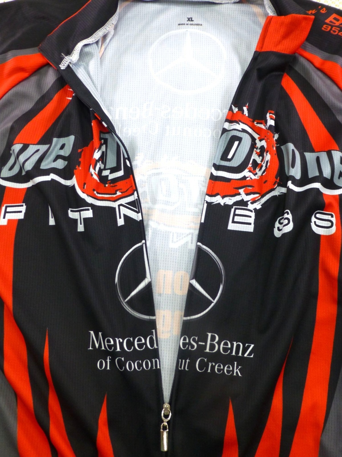 One-To-One Fitness Cycling Jersey Mens Red Black Graphic Mercedes-Benz BCZ