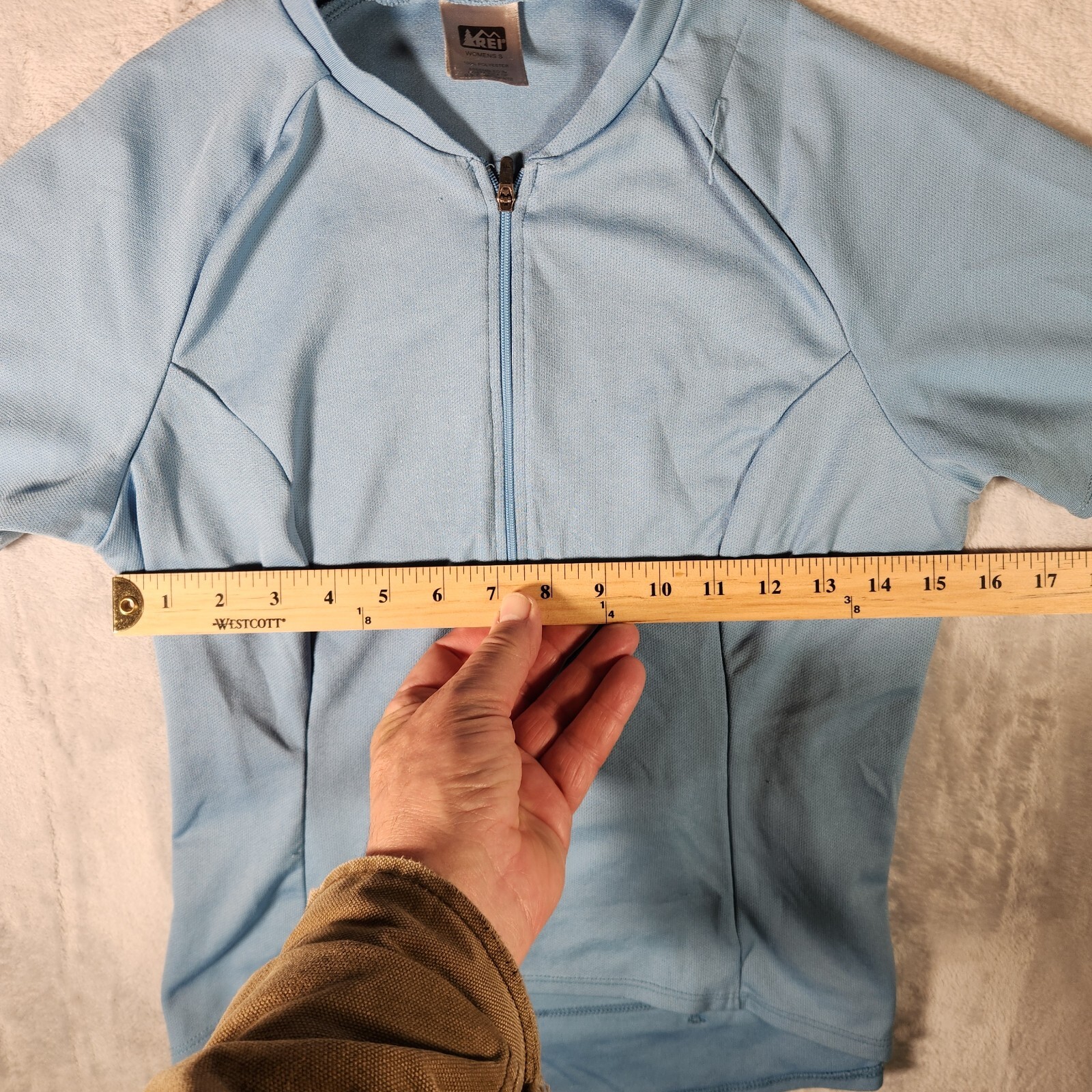 REI Cycling Jersey Womens Small Blue 1/2 Zip Riding Adventure Mountain Biking