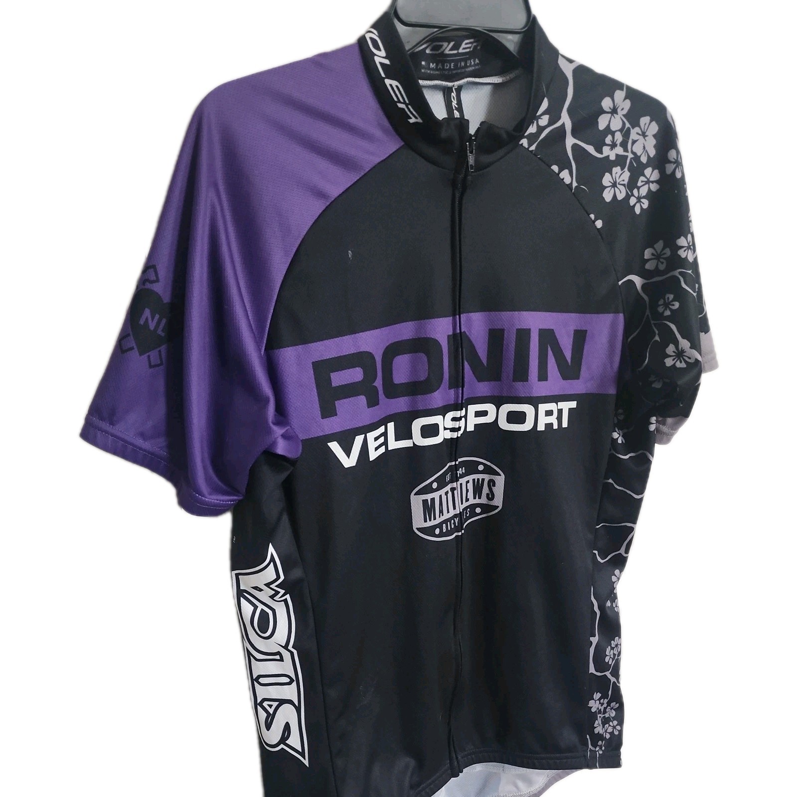 Voler Men’s Cycling Shirt Short Sleeve Full Zip 3 Back Pockets Size L Multicolor