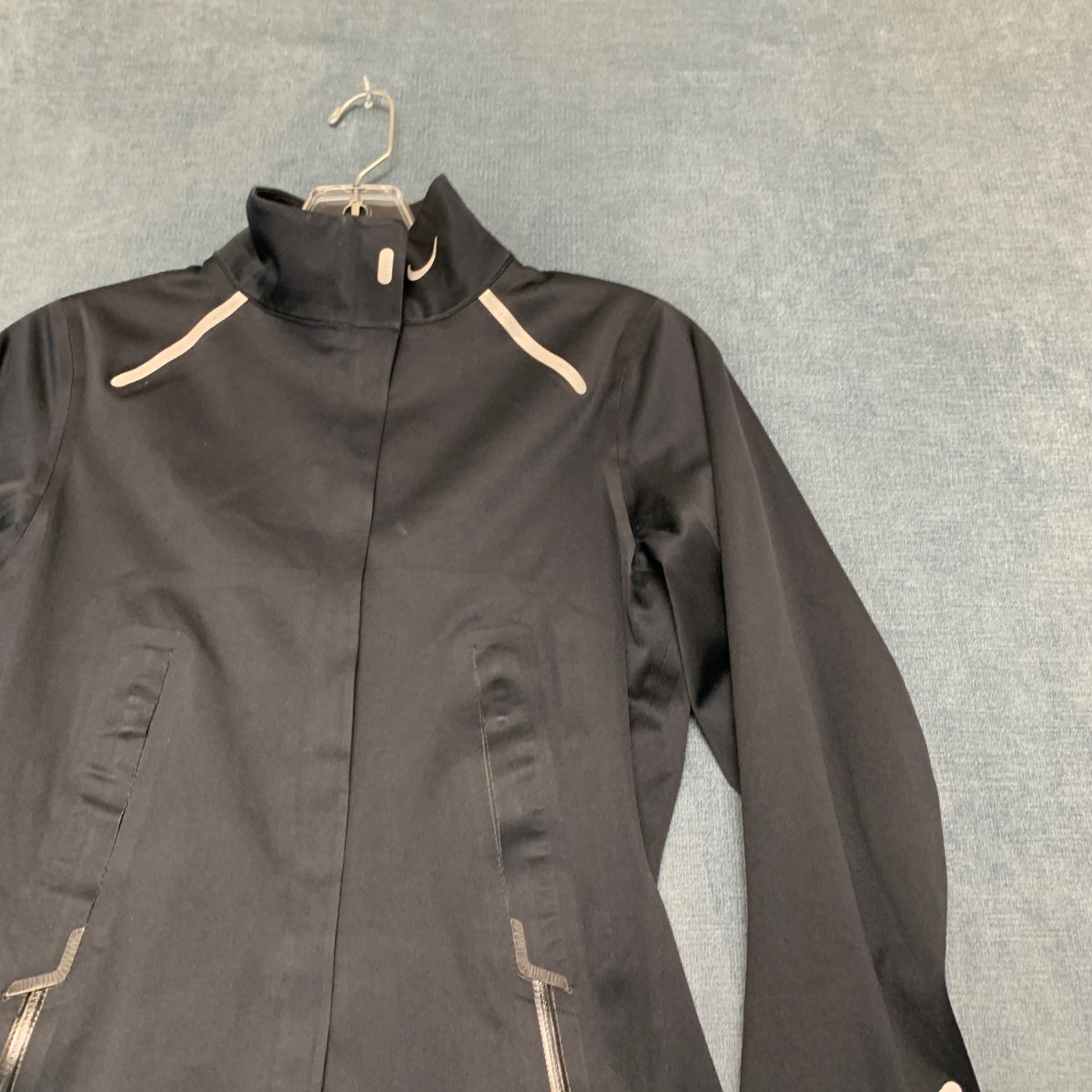 Nike Storm Fit Cycle Jersey Womens XS Black Full Zip Logo Mesh Lined Air Vented