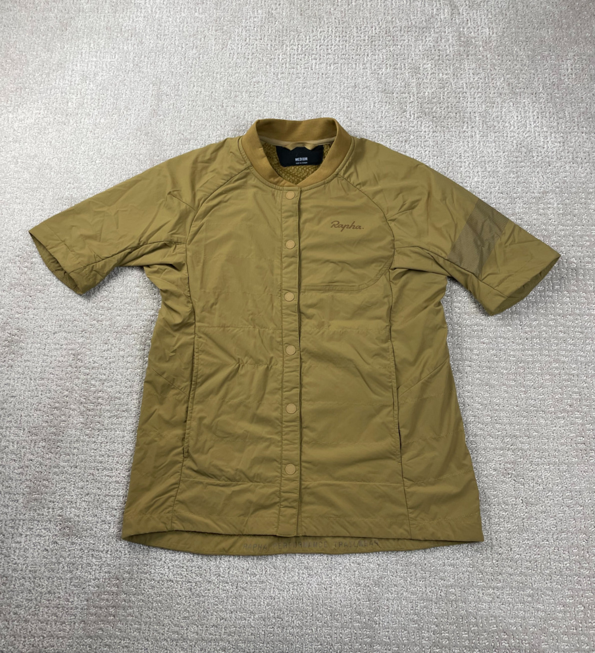 Rapha Trail Jacket Womens Medium Khaki Brown Insulated Short Sleeve Outdoor Gorp