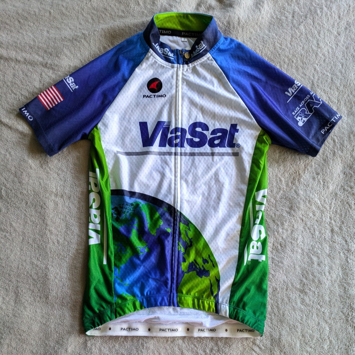 PACTIMO Cycling Jersey Mens Small Race Cut Blue White Green Bicycle