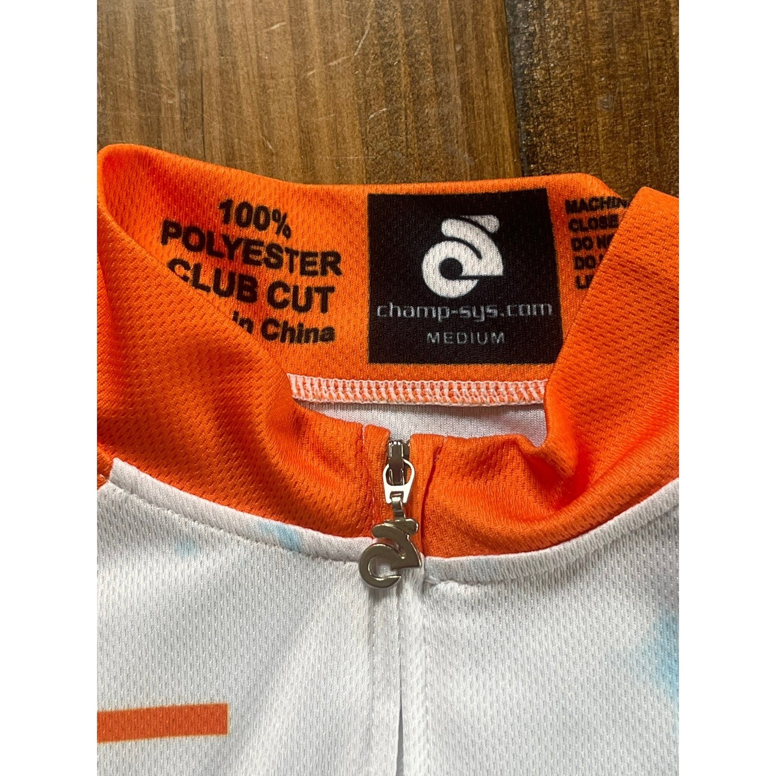 Champion System Bike MS Cycling Jersey Orange Blue Cloud Print Mens Medium