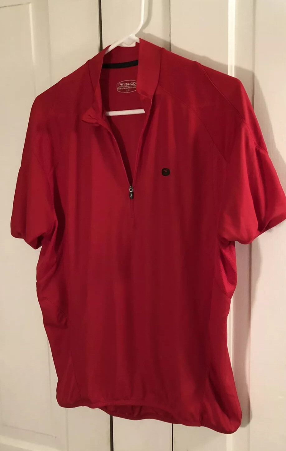 Sugoi Cycling Jersey Red Short Sleeve 3/4 Zip Shirt Large