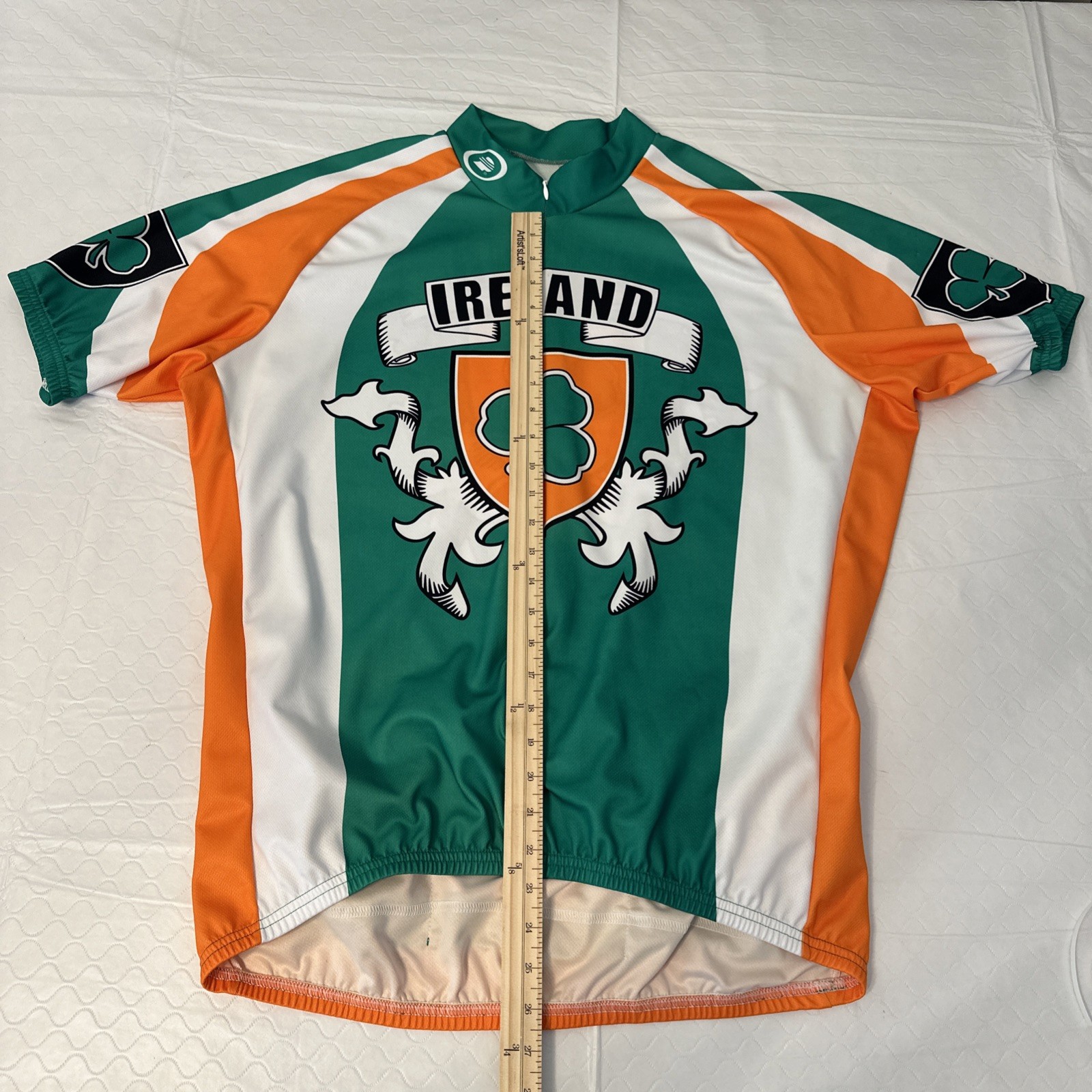 Performance Ireland Cycling Jersey 3/4 Zip White Green Orange Pockets XXL￼