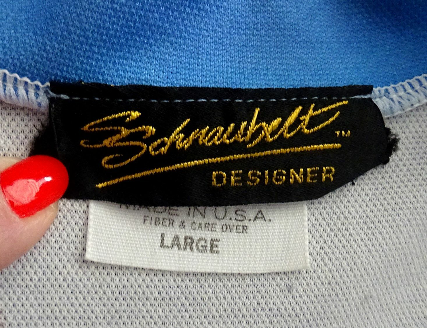 Vintage Sz L Schnaubelt Designer Cycling Jersey Giraffe Blue Multi Poly