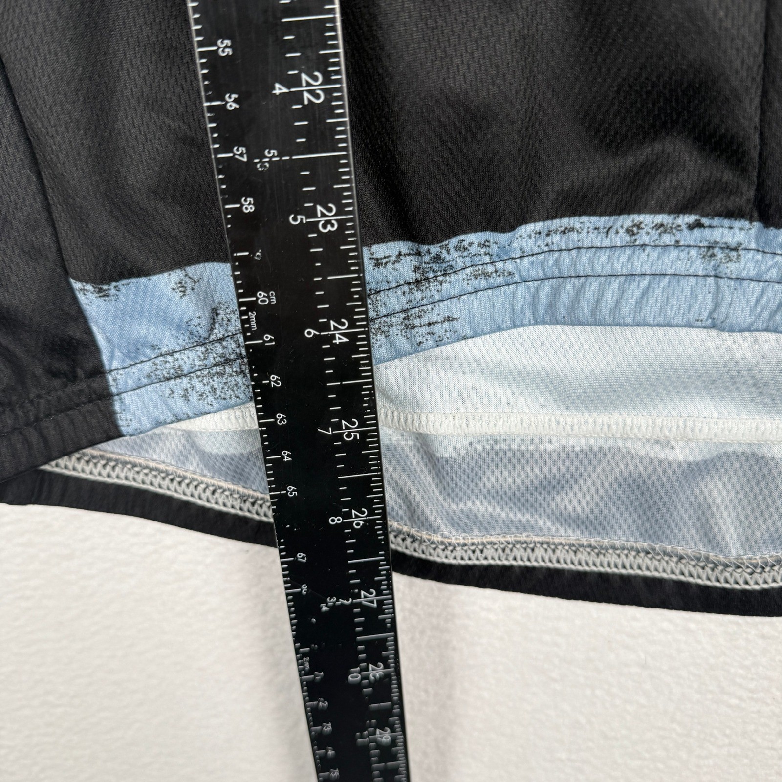 Twin Six Masher Cycling Jersey Mens L Blue Black Striped 3/4 Zip Back Pockets