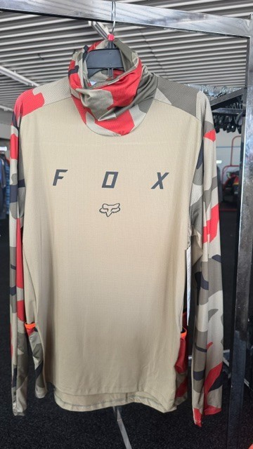 Fox Long Sleeve Ranger Drive Jersey Mens Orange and Green Camo UV Protectant