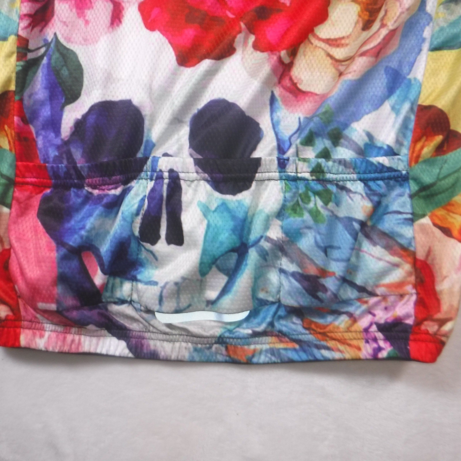 Coolmax Floral Skull Cycling Jersey Short Sleeve Full Zip 3XL Multi Color