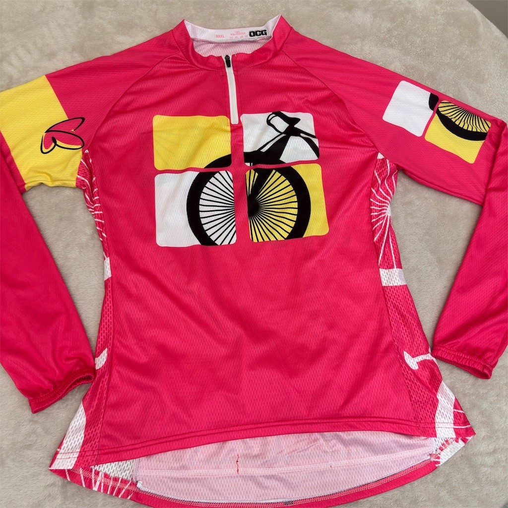 OCG Cycling Jersey Womens 3XL Pink Long Sleeve 1/4 Zip Graphic Top NEW!