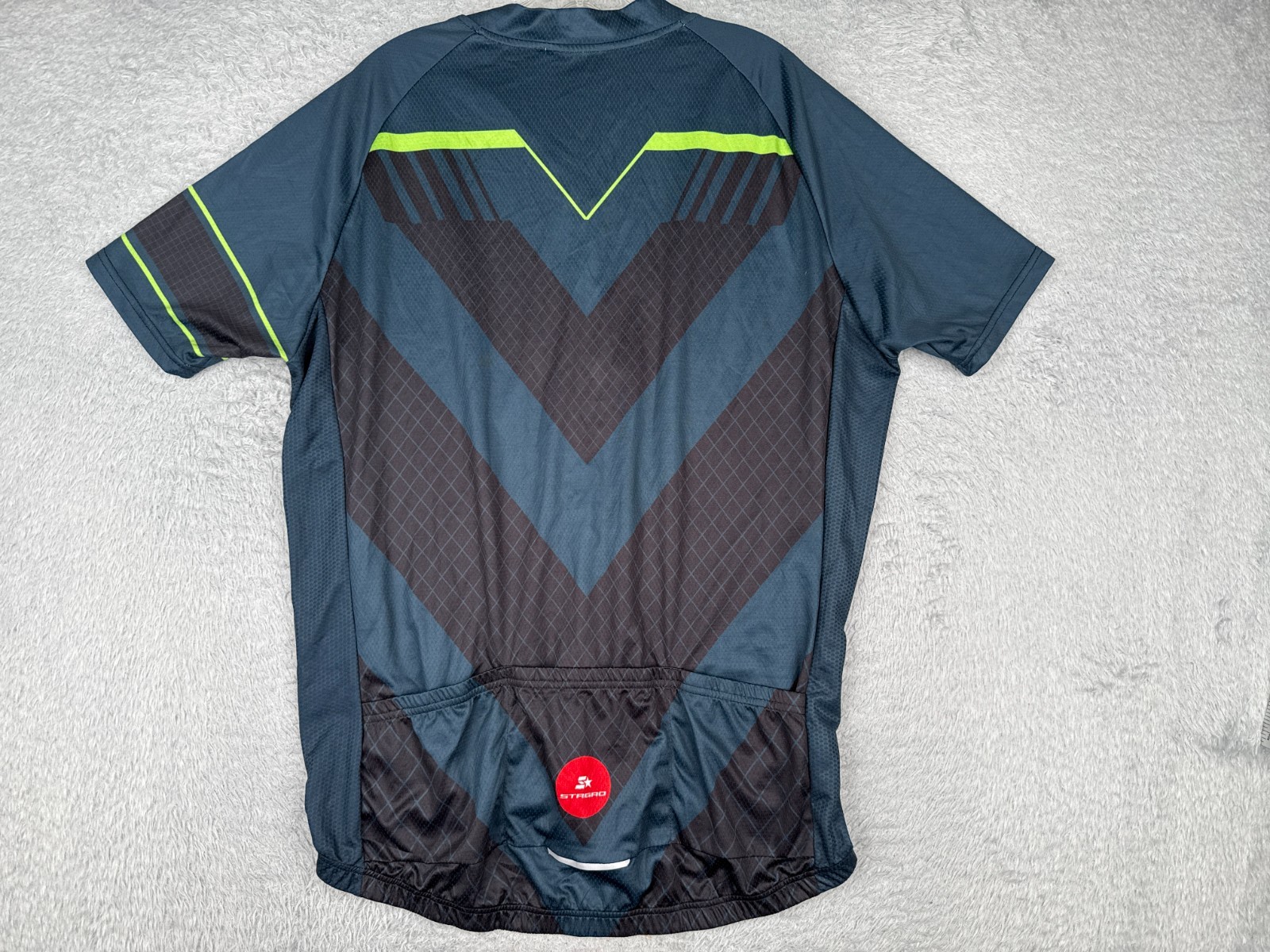 STRGAO Cycling Jersey Adult 3XL XXXL Blue Black Full Zip Short Sleeve Polyester