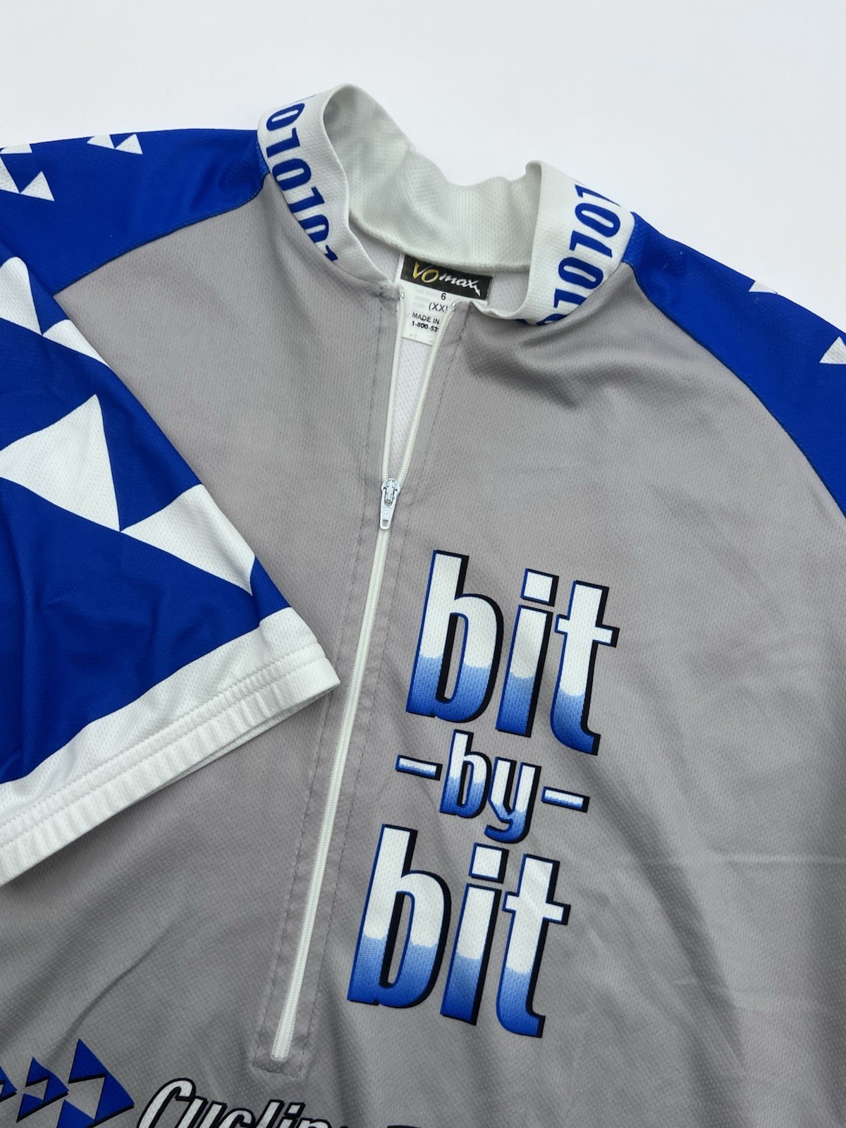 VOMAX Cycling Bike Jersey XXL 3/4 Zip Gray/Blue bit-by-bit Team Read