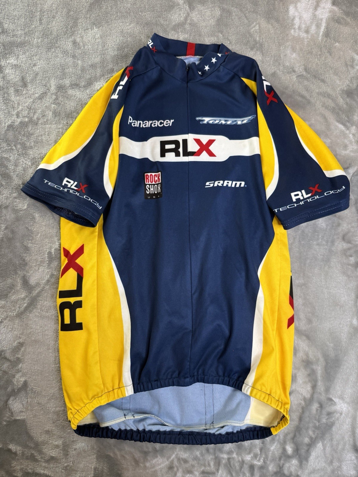 VTG Polo Sport RLX Ralph Lauren Cycling Jersey Mens Large Logos 3/4 Zip Pockets
