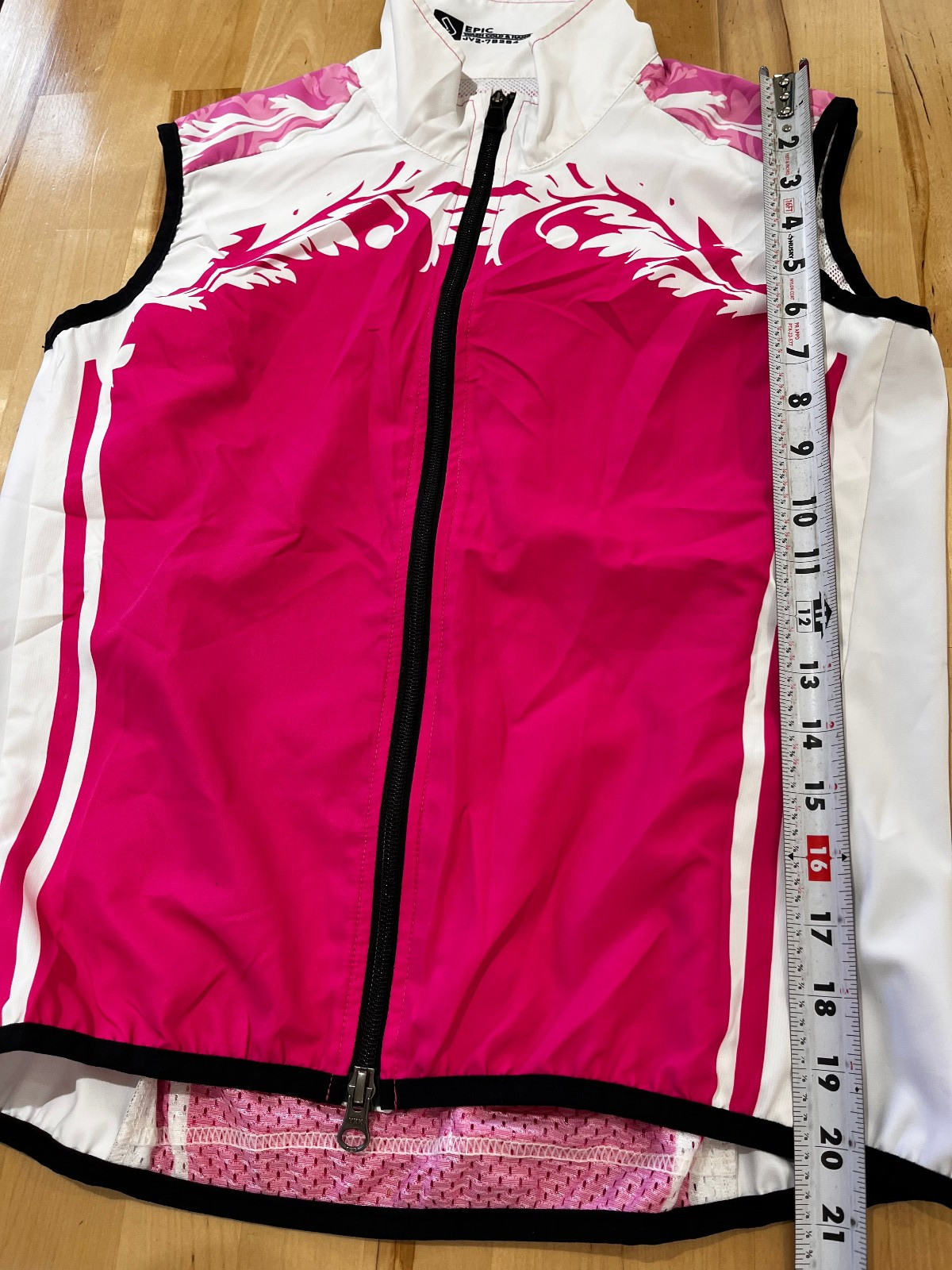 Epic Silver Spokes Graphic PINK WHITE Sleeveless Zip Cycling Jersey Vest Women S