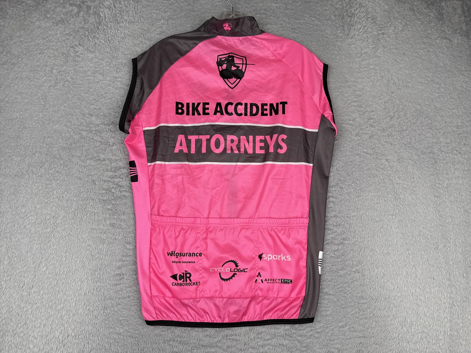 BAA Custom Apparel Cycling Vest Men Small Pink Full Zip Bike Attorneys Windshirt