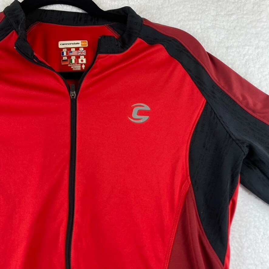 CANNONDALE Mens Jersey Shirt Cycling Red Compression Half Zip Bib Bike