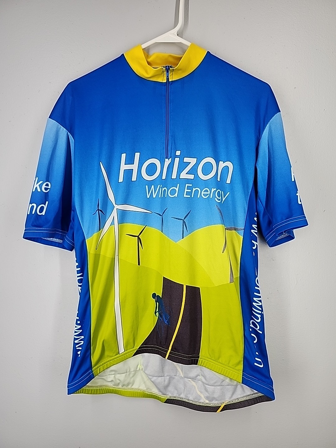 Vomax Cycling Jersey Mens L, HORIZON Wind Energy, Short Sleeve Bicycle Jersey