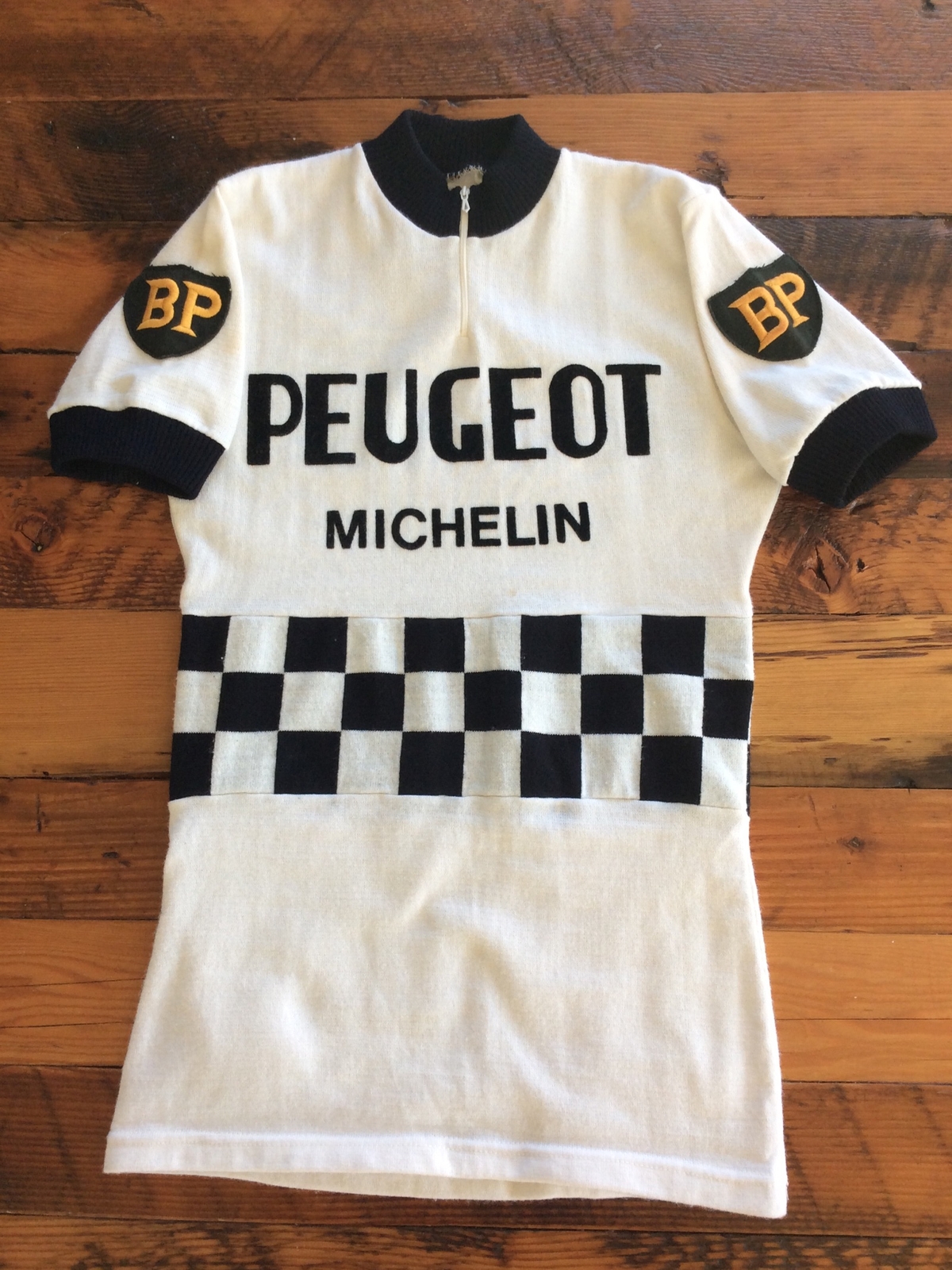 Vintage 1966-67 Peugeot Michelin Eddy Merckx Era cycling jersey Wool M