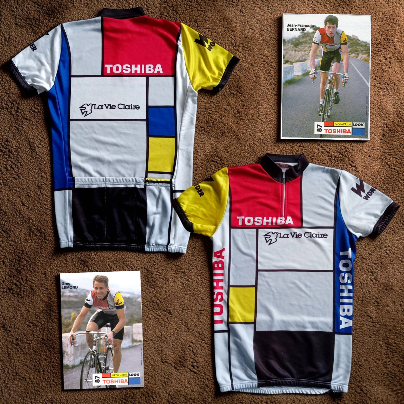 RARE VTG 1987 La Vie Claire Toshiba Look Wonder Cycling Jersey Maillot — Size 4