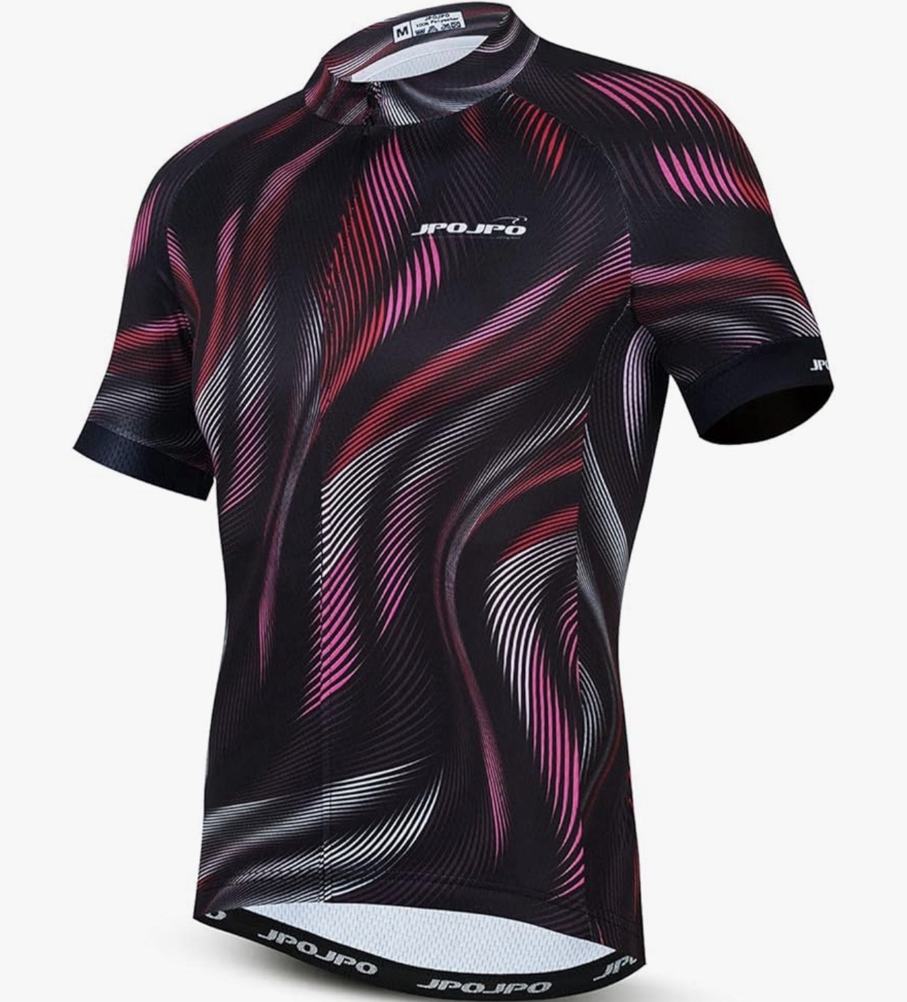 JPOJPO Cycling Jersey Black Pink White Abstract Medium Short Sleeve