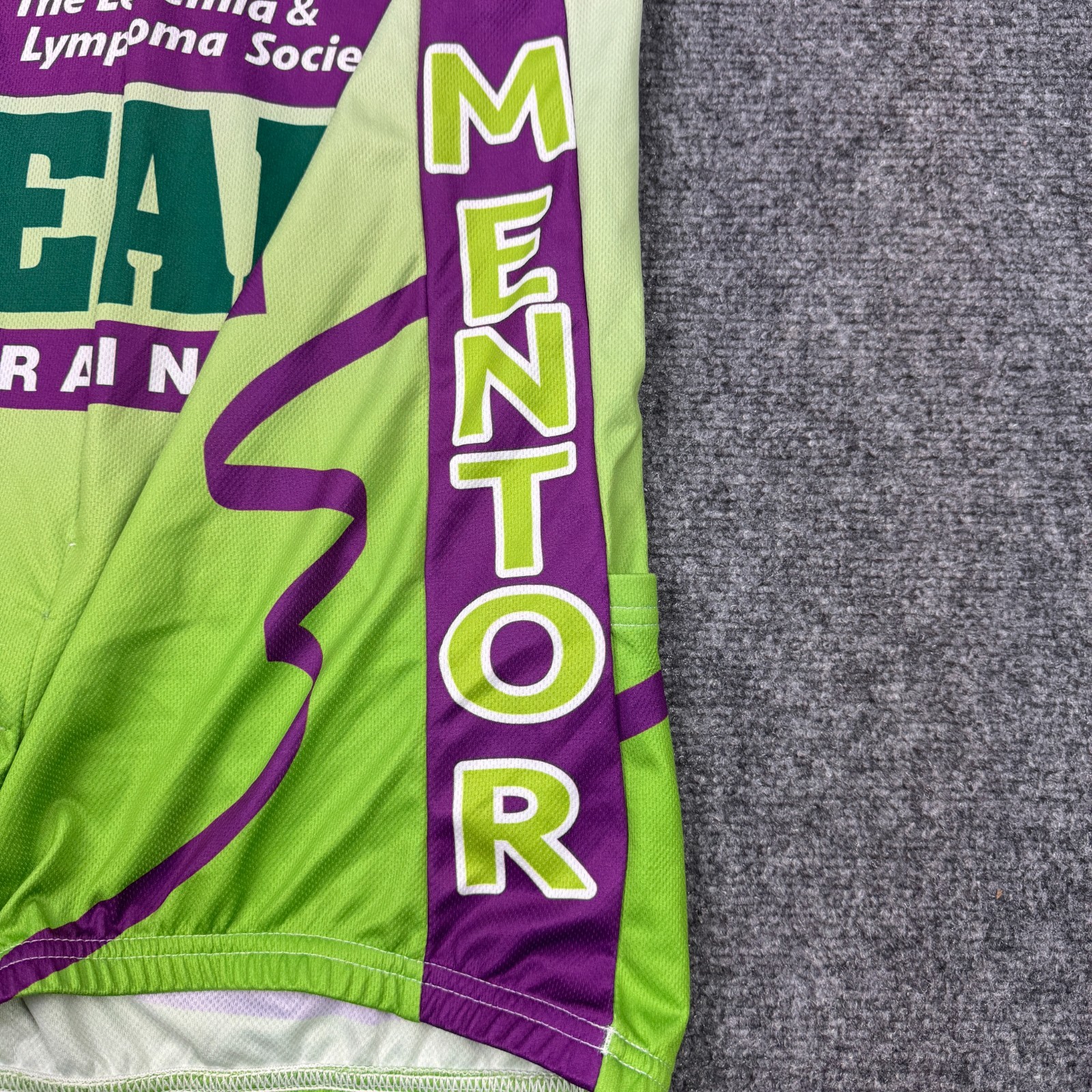 Team in Training Cycling Jersey Mens Medium Green Half Zip Back Pockets Arizona