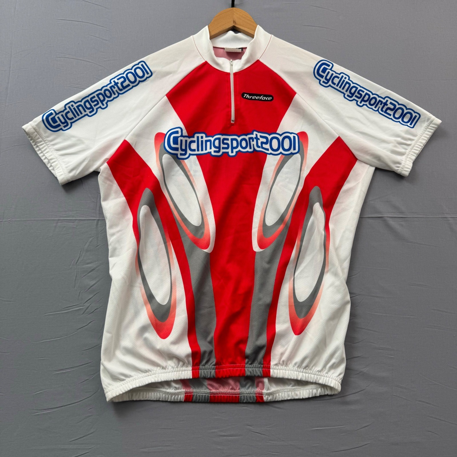 Threeface Italy Cycling Jersey Mens XXXL Red White Cyclingsport2001 Short Sleeve