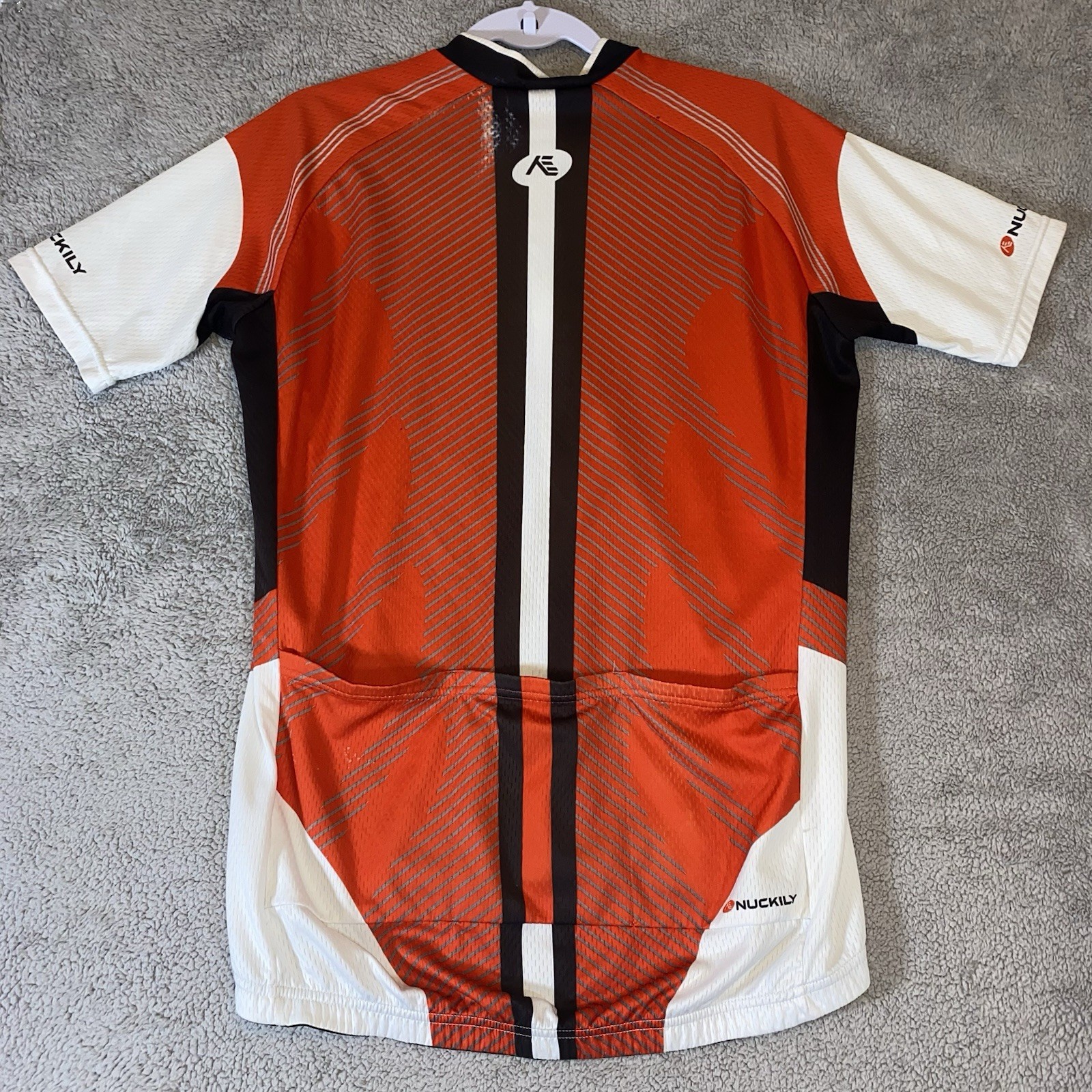 NUCKILY Men’s Cycling Jersey Lot 2 Large Blue Red Short Sleeve Full Zip Race Fit