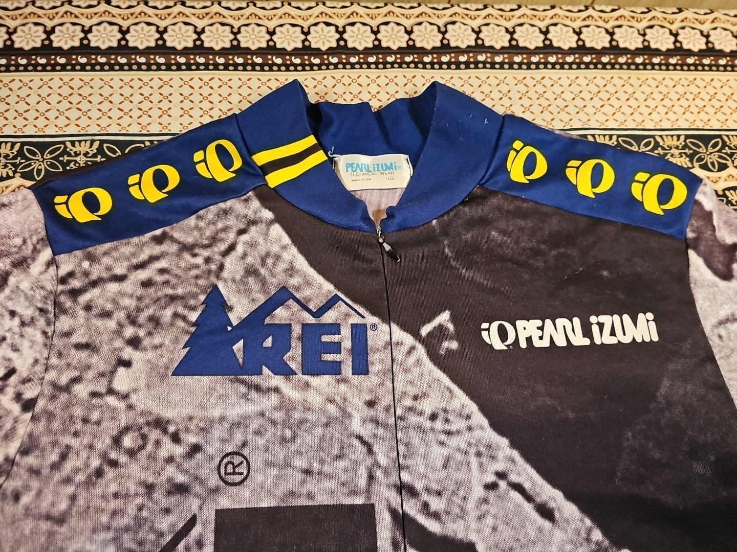 RARE 1990s VTG PEARL IZUMI / REI 3/4-Zip Cycling MTB Jersey MADE IN USA Large