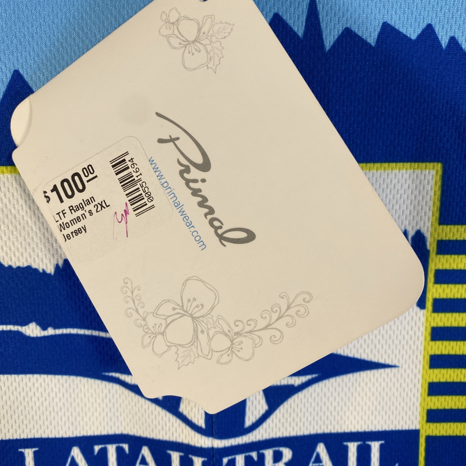 Latah Trail Women’s Sport Cut Raglan Primal Jersey 2XL NWT