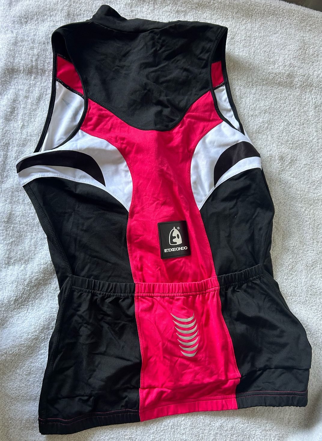 Women’s CYCLING Jersey Sleeveless ETXEONDO Aroa in Black/White/Pink