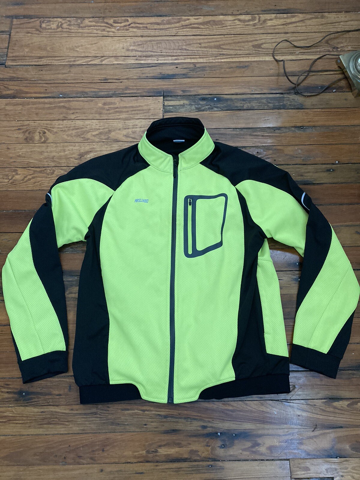 Arsuxeo Neon Yellow Full Zip Cycling Jacket Men’s Size 2XL Back Pocket