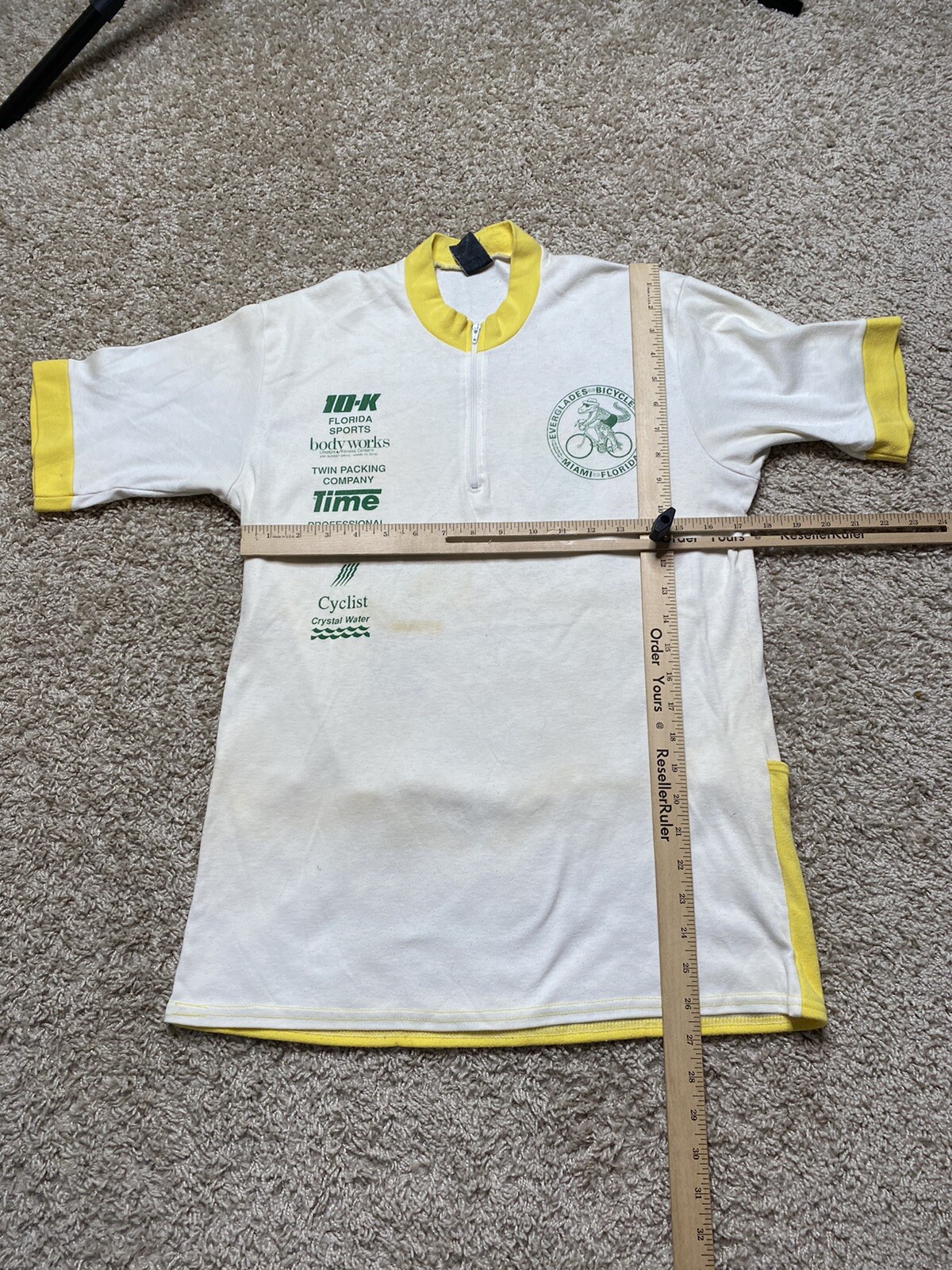 VINTAGE Everglades Bicycle Club Miami 1991 Cycling Jersey Men Neon USA 90s