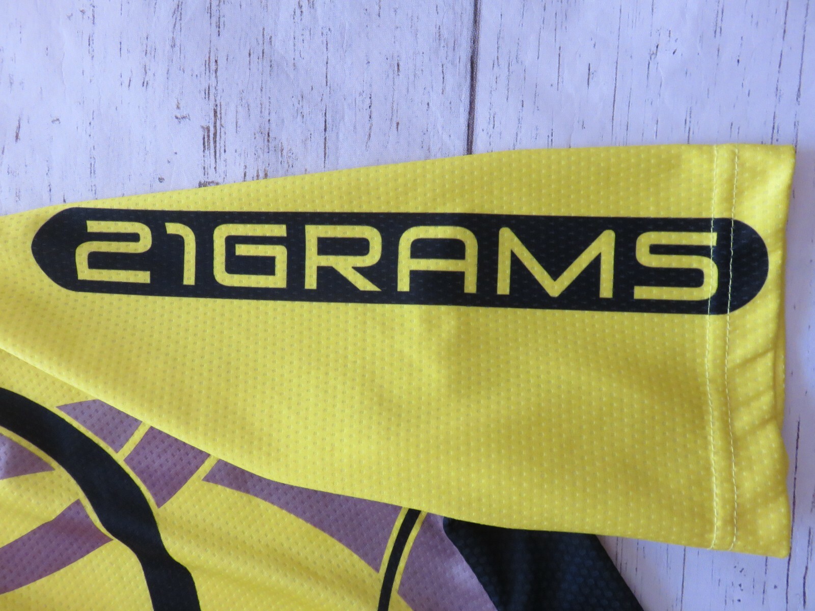 21 Grams Happy Cycling Trajector Jersey Biking Yellow Full Front Zipper Adult L