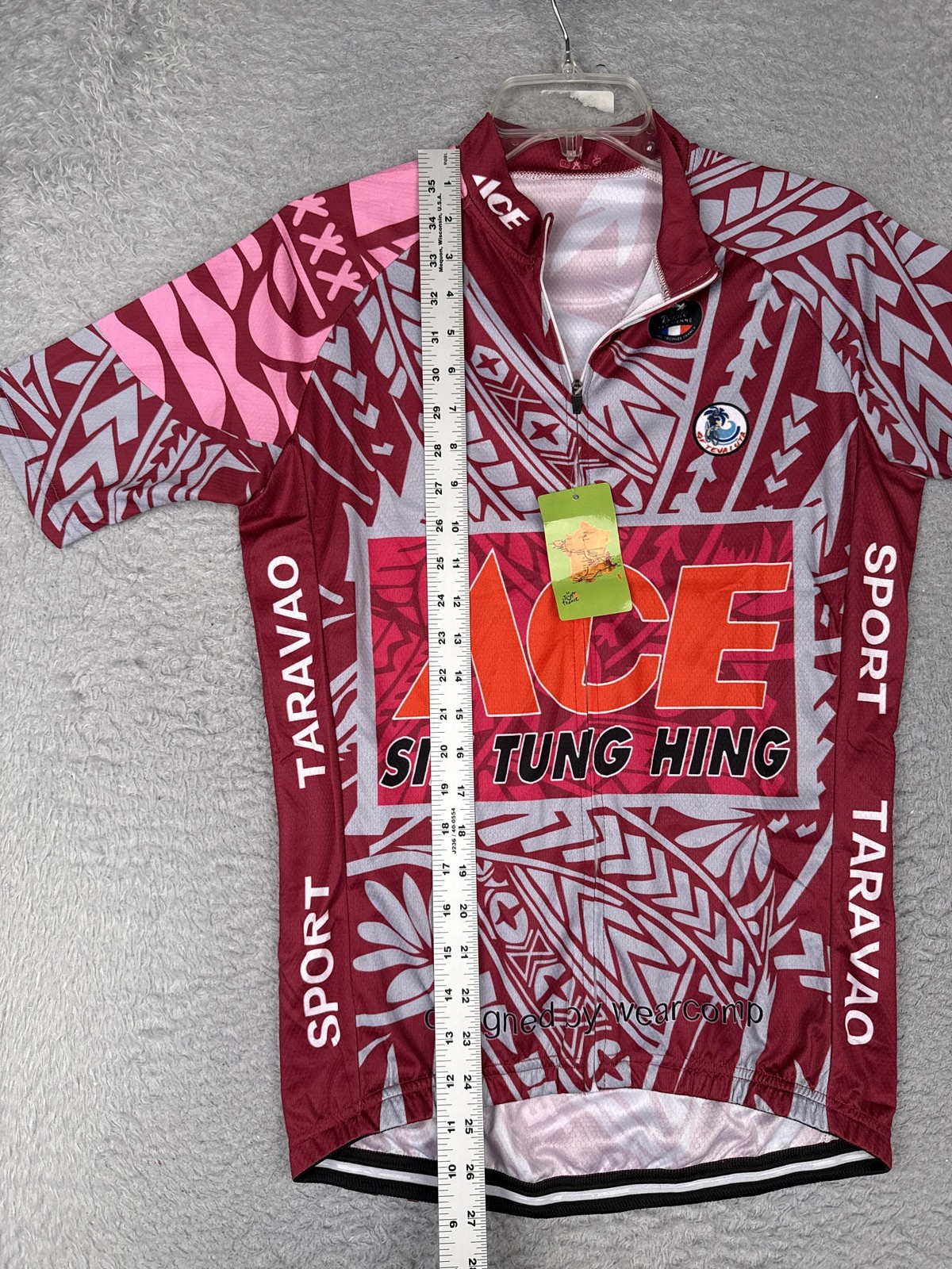 Wearcomp Cycling Jersey Mens Medium Red Tour De France ACE Taravao Bike