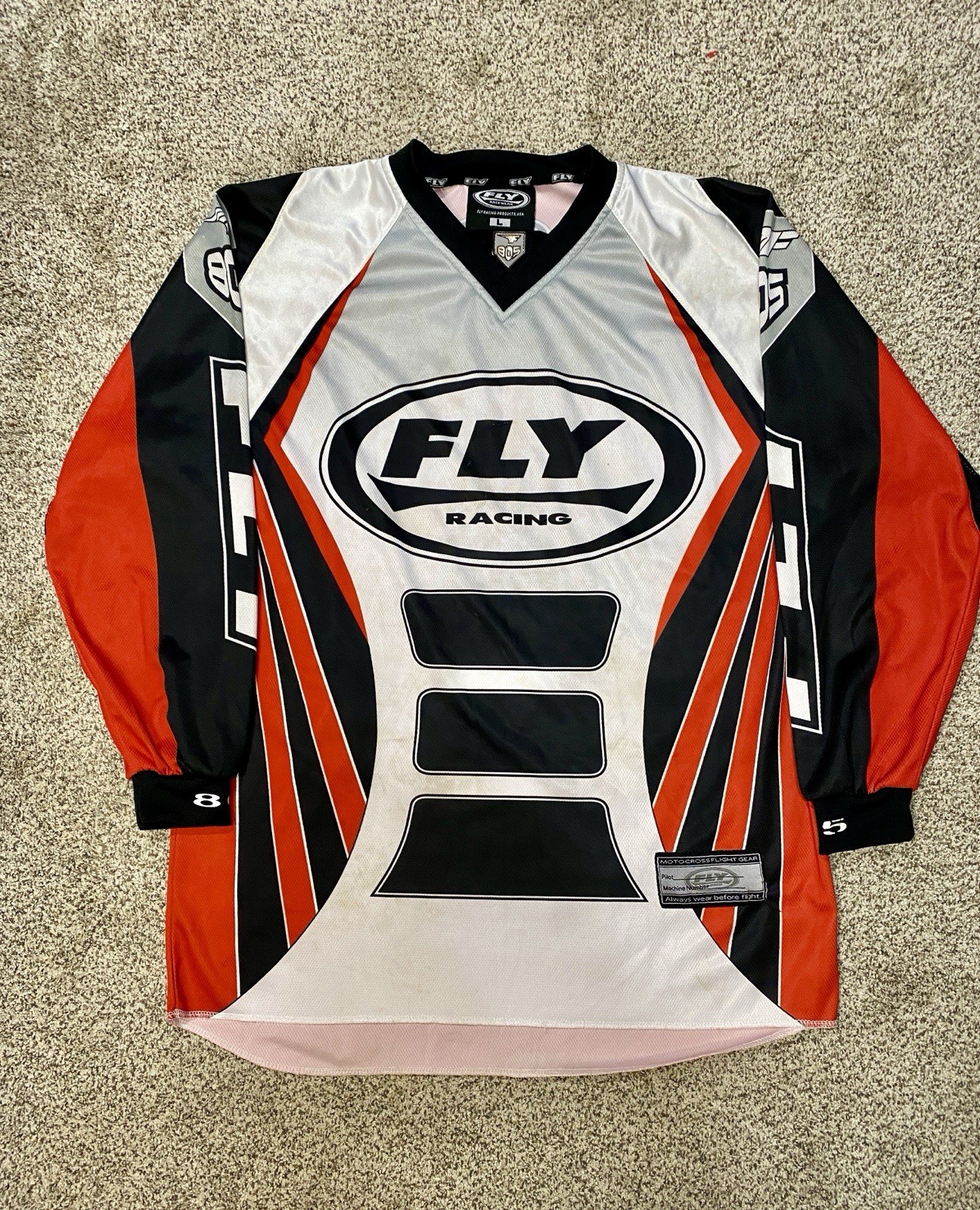 FLY RACING Motocross 805 Jersey Long Sleeve Red Black White Large