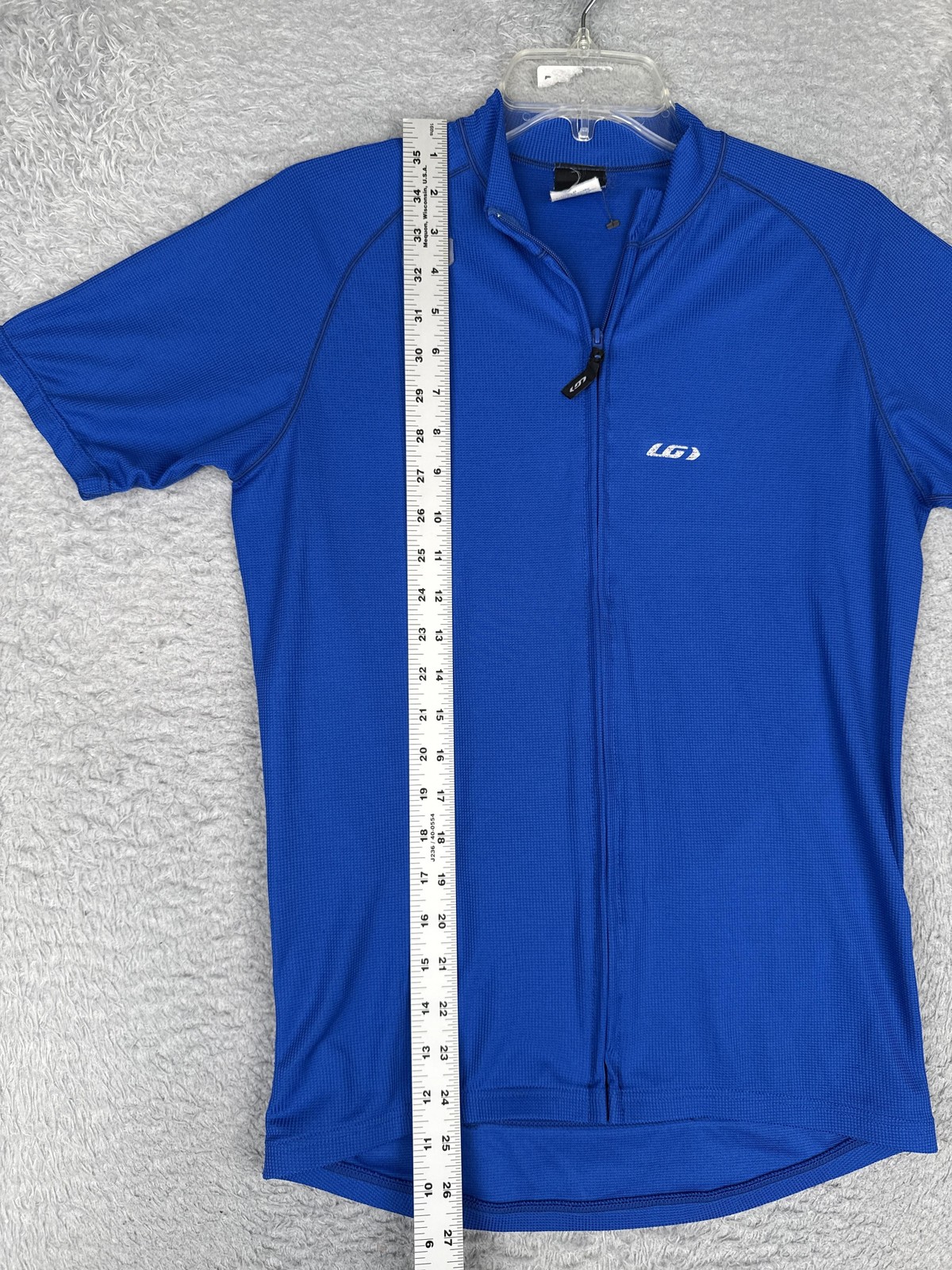 Louis Garneau Cycling Jersey Mens Medium Blue Full Zip Reflective Pockets Top