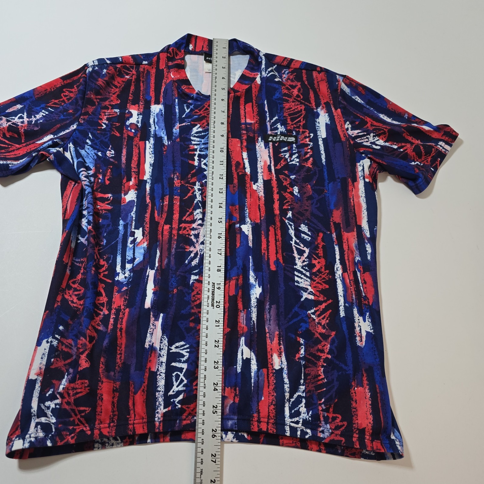 Vintage 90s HIND Cycling Jersey Sz M Made in USA Blue/Gray Marble All Over Print