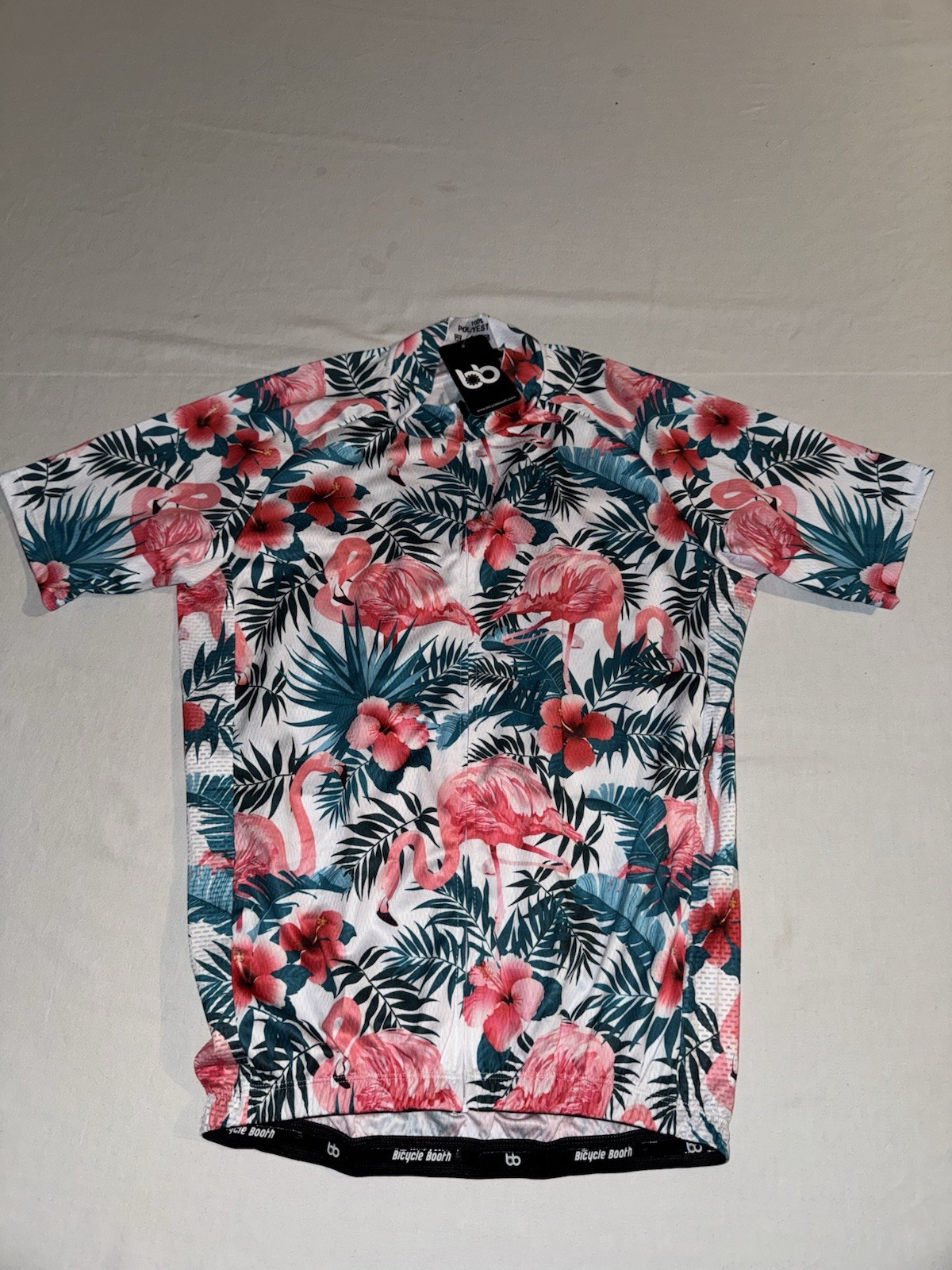Bicycle Booth Full Zip Cycling Jersey Floral 100% Polyester Men’s Large NWT!
