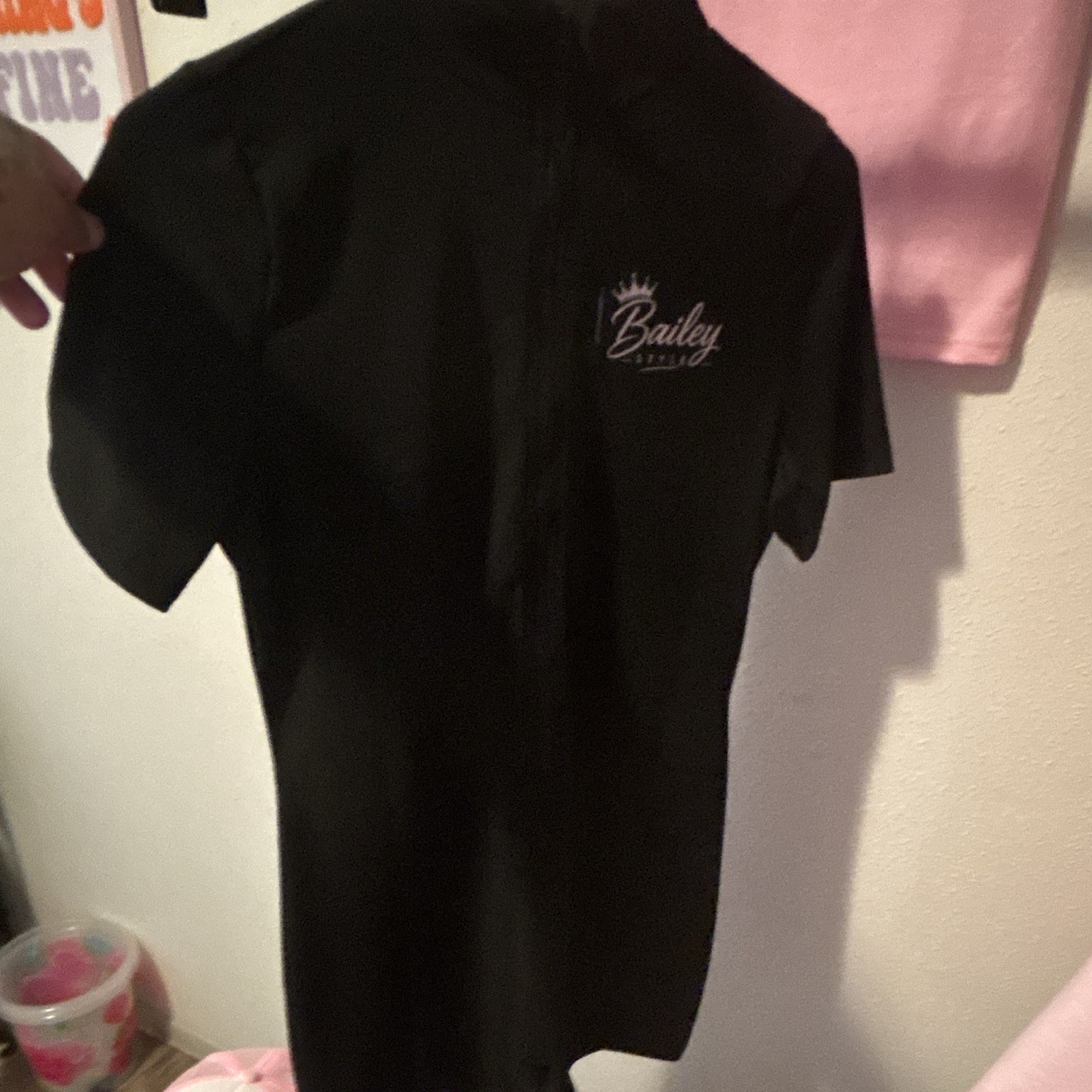 Fashion Women’s L Black Casual Cycling Top Short Sleeve Crew Neck Logo