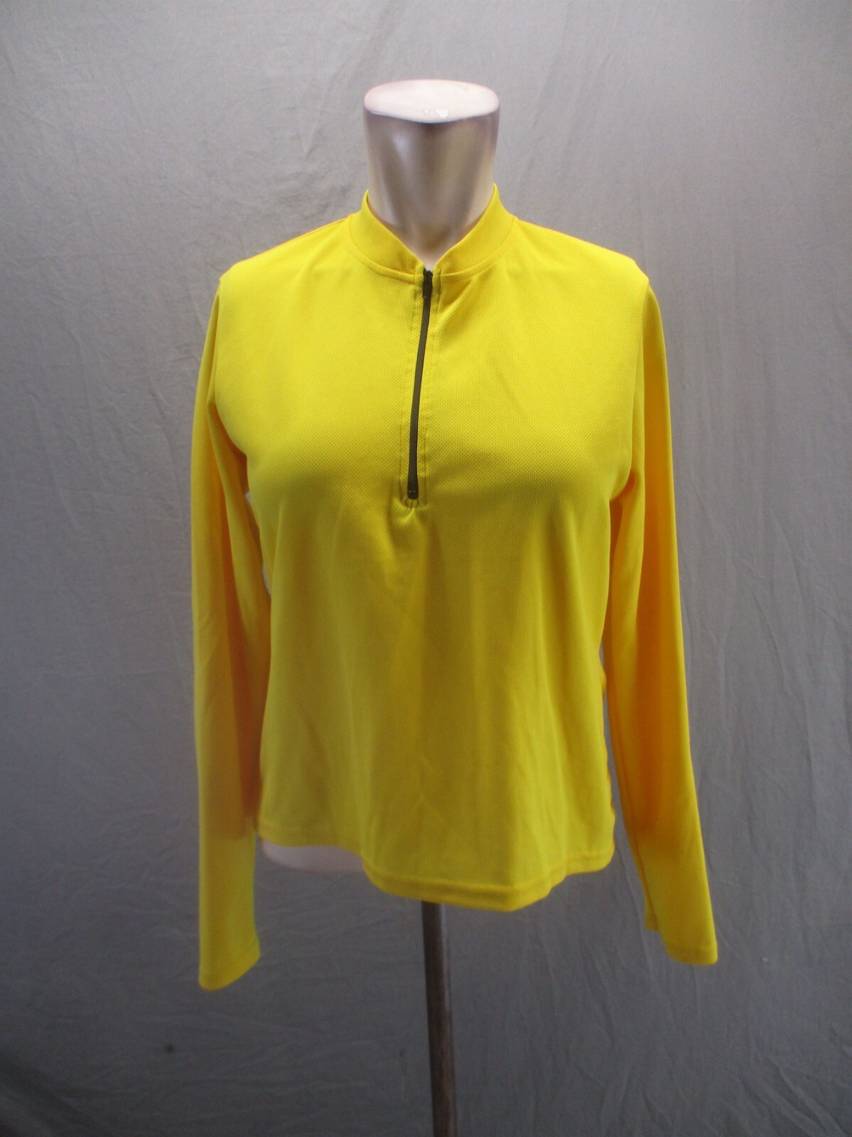 CANARI Size L Womens Yellow 1/2 Zip Back Pocket Athletic Cycling Pullover 995