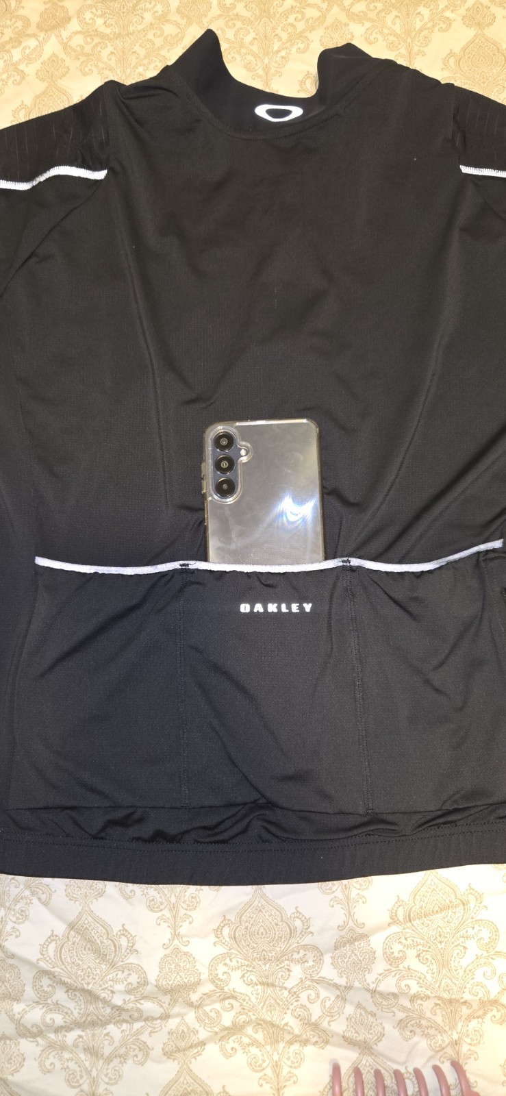 Oakley Men’s Cycling Jersey M Black/White Full Zip Reflective Rear Pockets