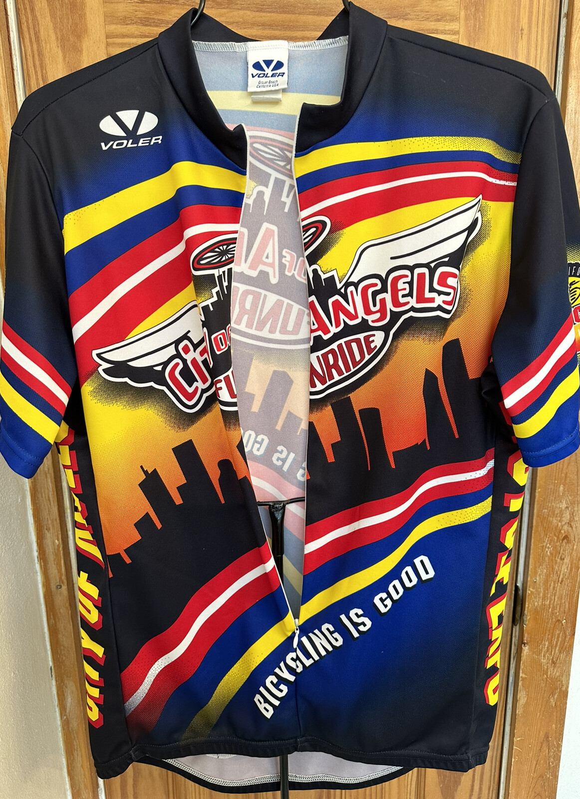 Voler USA City Of Angels 3/4 Zip Back Pockets Multicolor Size XL Cycling Jersey