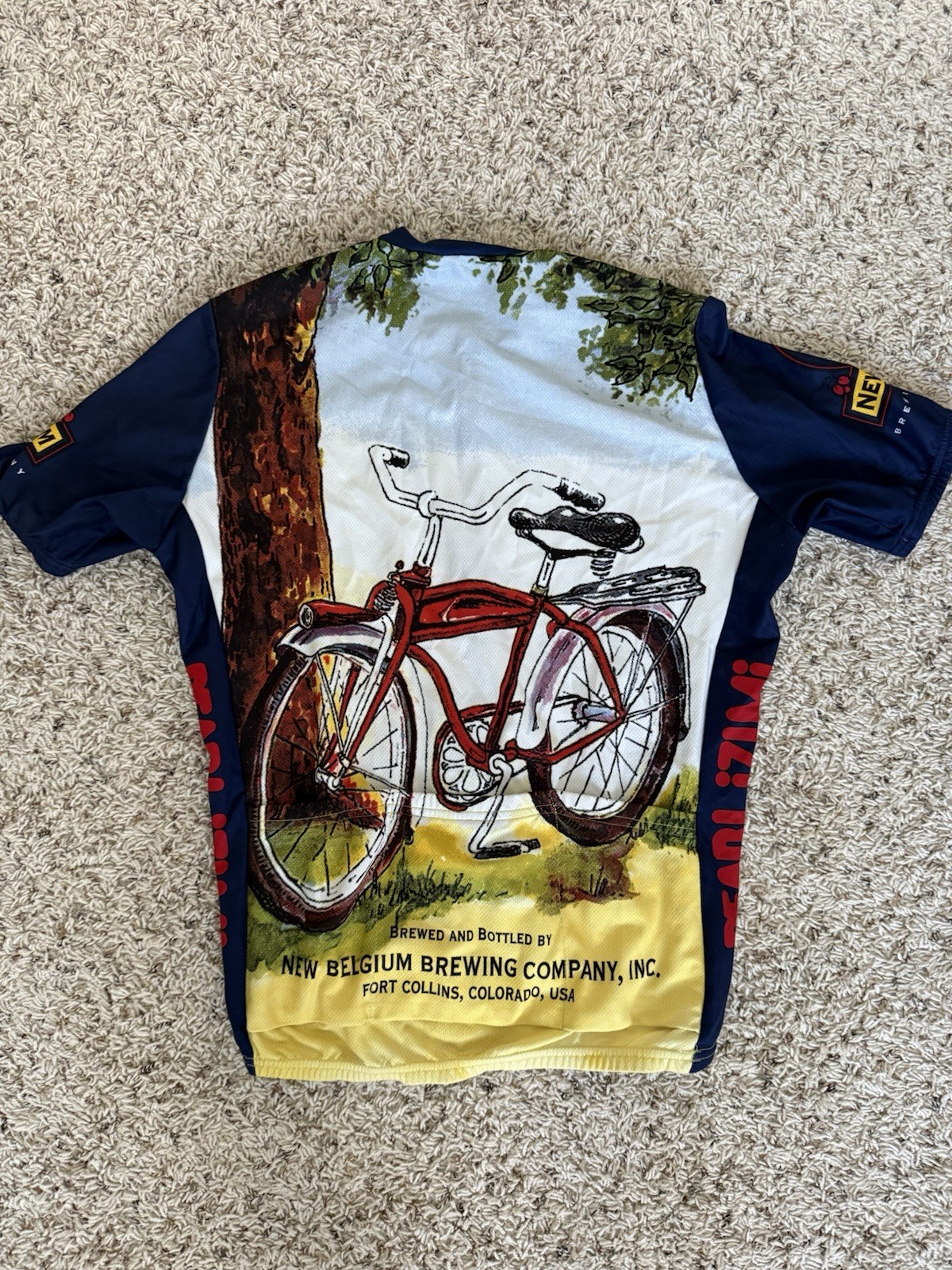 Vintage Pearl Izumi Cycling Jersey New Belgium Brewing Fat Tire SZ M USA Beer