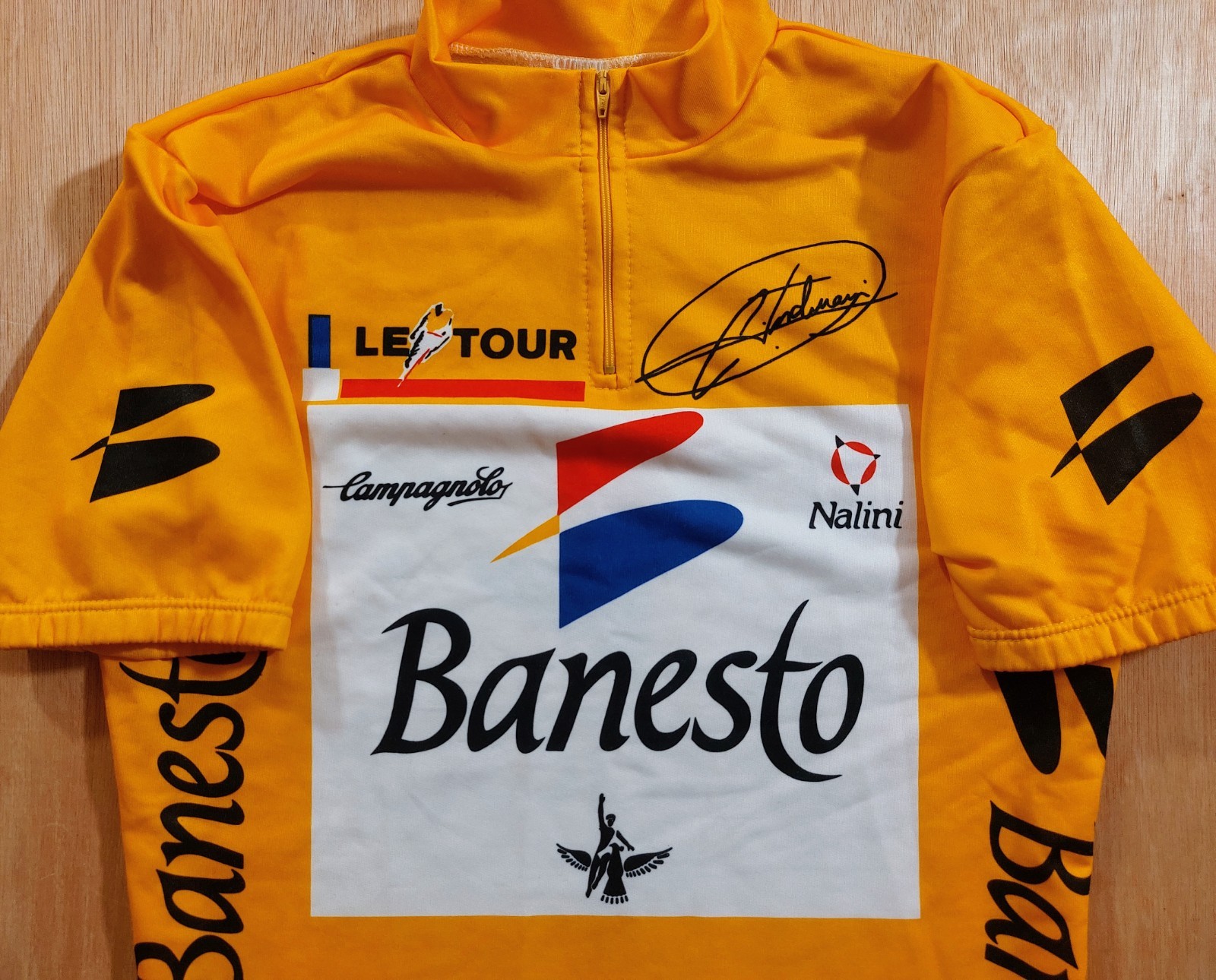 Rare Miguel Indurain Tour de France Yellow Cycling Jersey with Signature