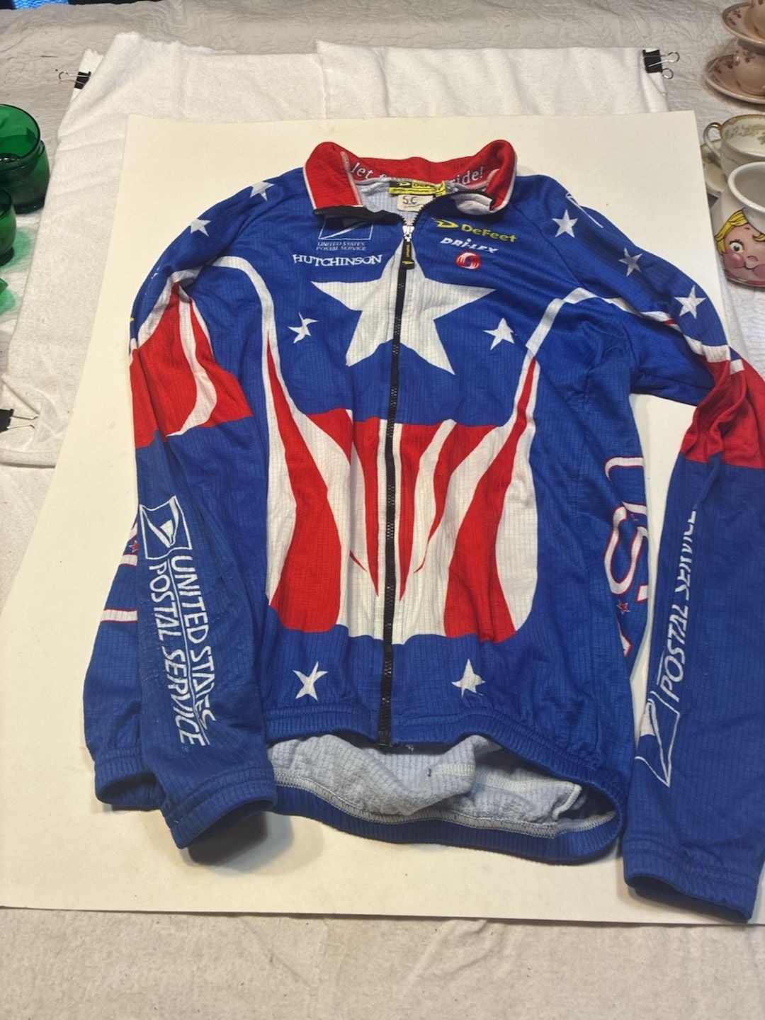 Vintage DeFeet USPS USA Cycling Long Sleeve Jersey Medium