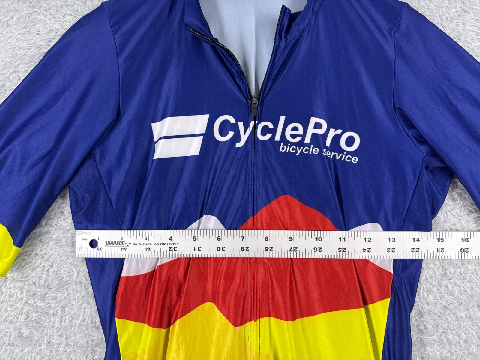 Do It Better Cycling Jersey Women Large Blue Yellow Full Zip Polyester Blend
