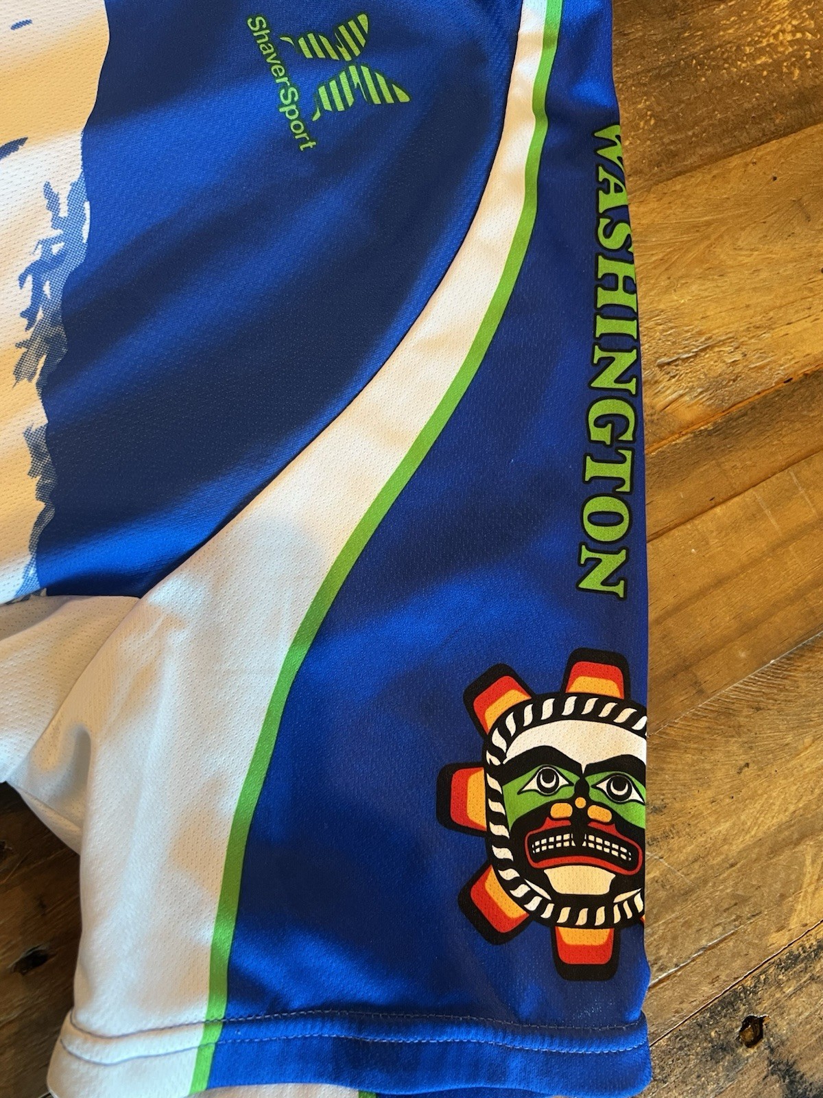 Mt Rainier Washington Cycling Jersey Large ShaverSport Full Zip Bike Shirt Blue